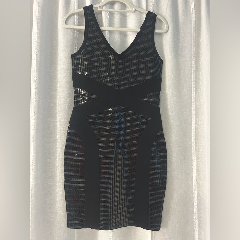 VENUS Black Sequin Mini Dress